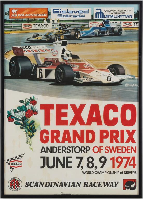 4 original posters for Formula 1 Grand Prix at Anderstorp Sweden 1973, 74, 75 and 79.