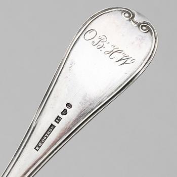Seven silver spoons, Sweden, 1810-1913.