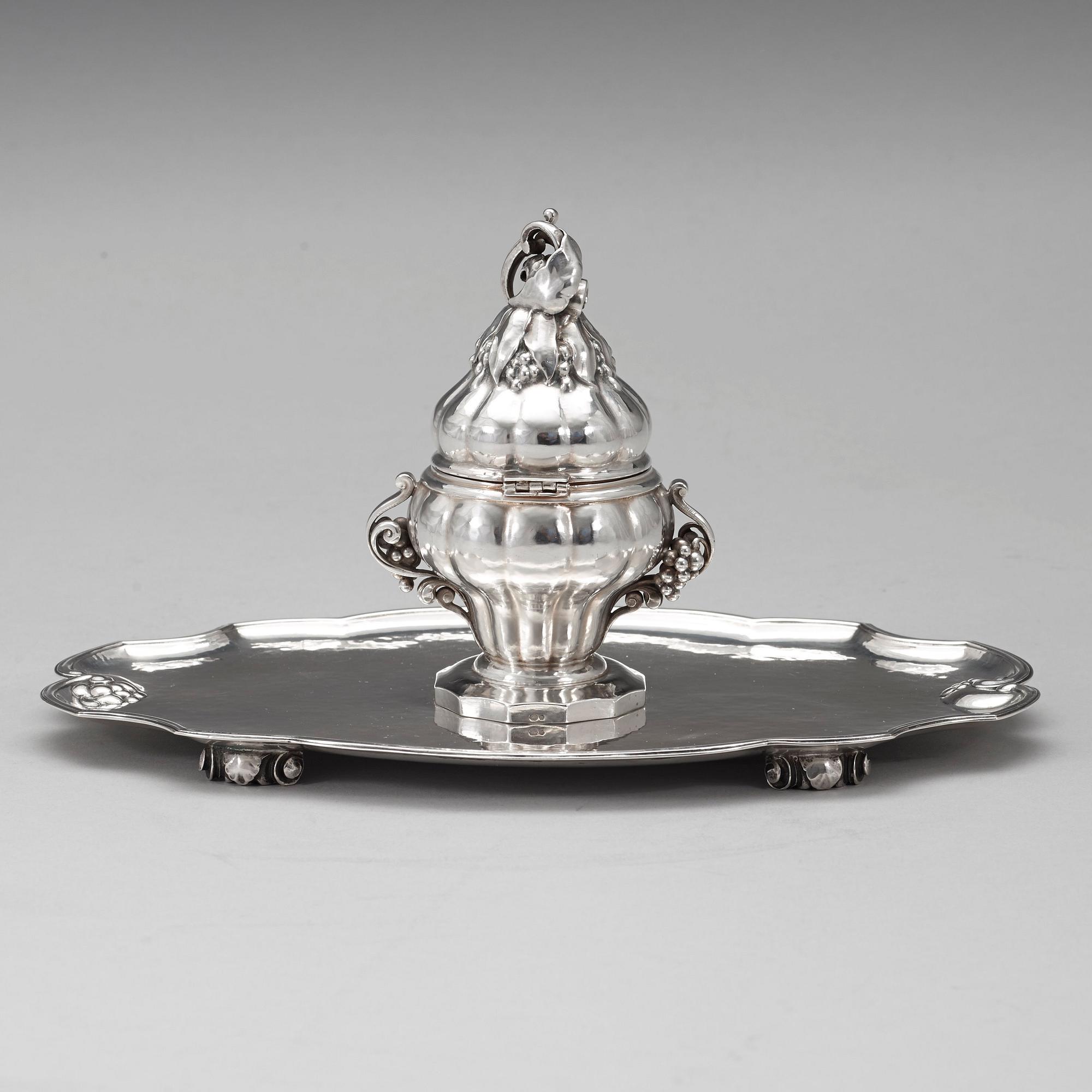 A Georg Jensen silver desk set, Copenhagen 1915-21.