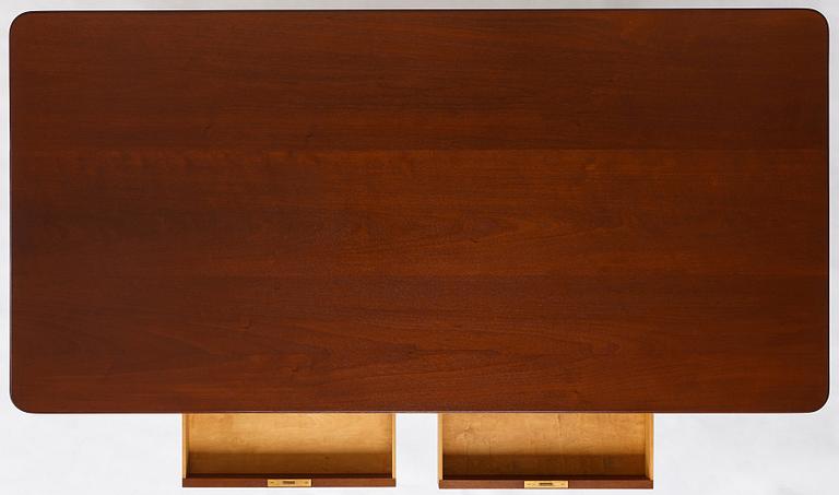 Mogens Koch, an important free standing mahogany desk by N.C. Jensen Kjær, Denmark 1930's.