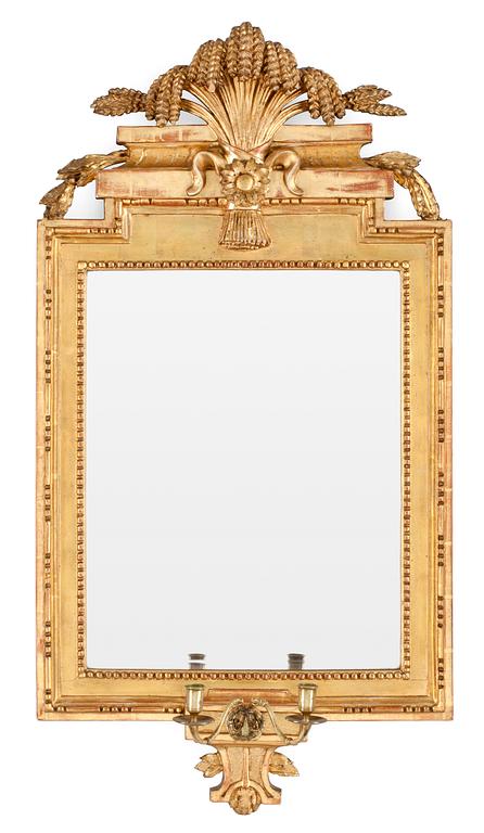 A pair of Gustavian two-light girandole mirrors by N. Meunier 1779.