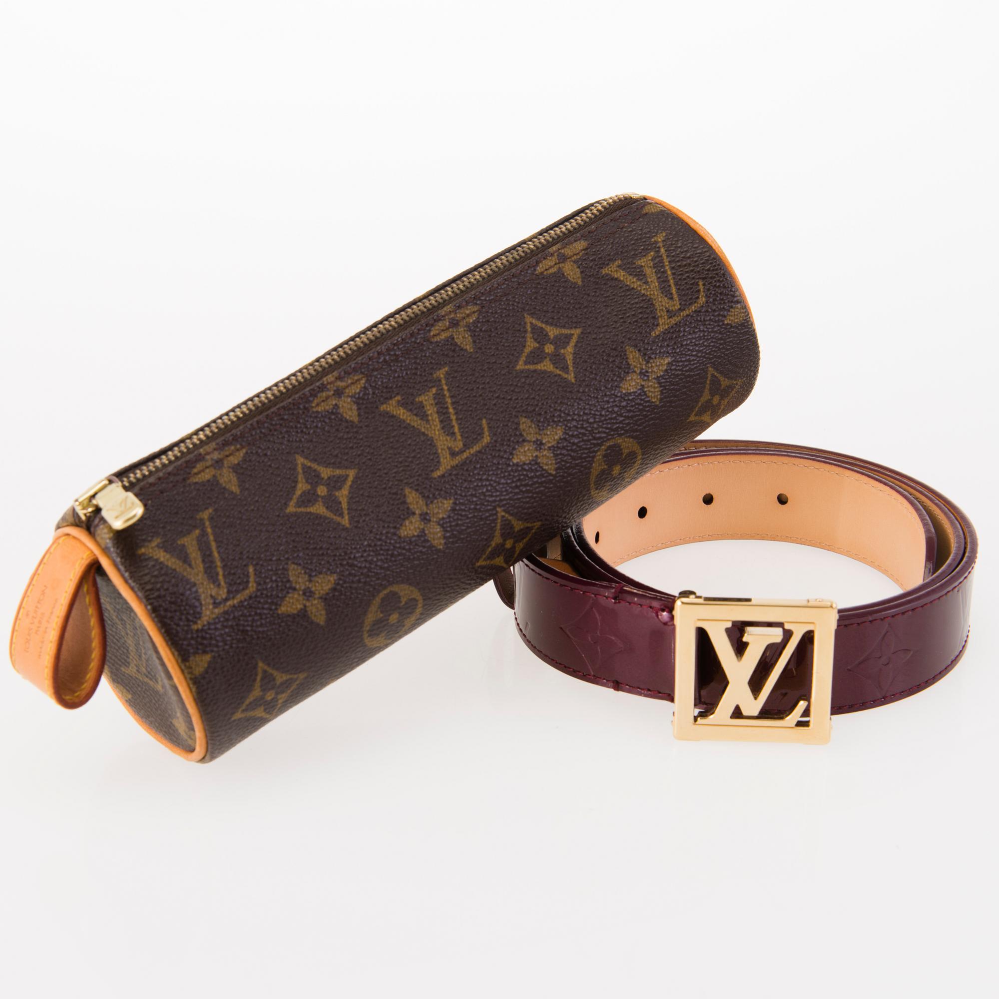 Louis Vuitton Vernis Patent Belt in Deep Bordeaux with Gold LV Buckle cinturon-vernis-louis-vuitton-  main image 4