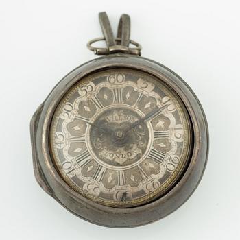 A silver double-case pocket watch by Thomas Wilson (watchmaker in London 1659-94).