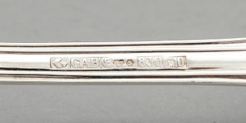 BESTICKSDELAR, 35 delar, silver, GAB, modell Olga. GAB, 1977. Tot vikt (inkl knivar, vars blad är rostfria) 1801 gram.
