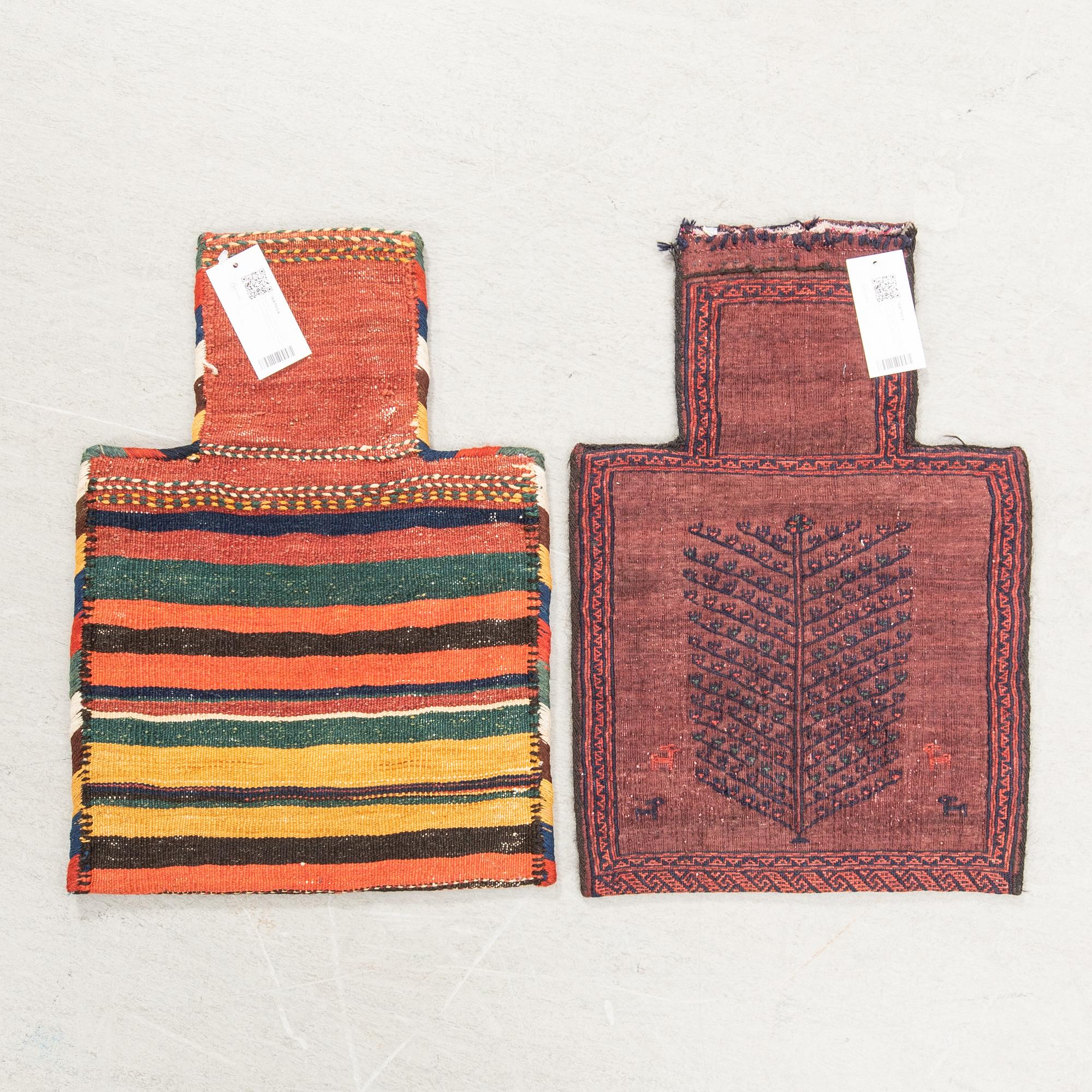 Namakdun 2 st Beludj/Afshar (med metalltråd)  och Kurdistan old/semiantik ca 56x40 cm.
