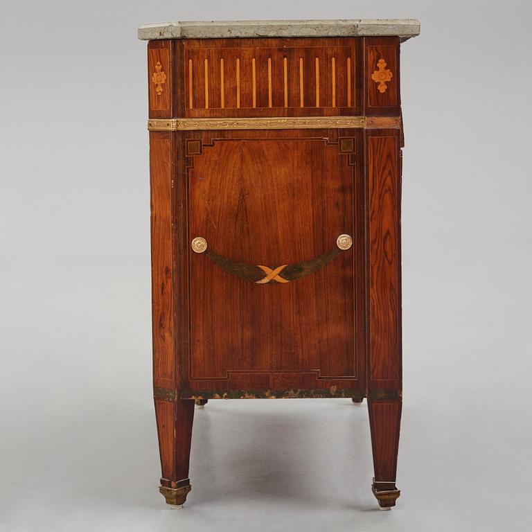 A Gustavian marquetry commode by G. foltiern (master in Stockholm 1771-1804).