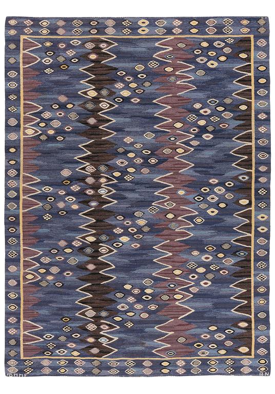 Barbro Nilsson, a carpet, "Snäckorna", tapestry weave, ca 263 x 196 cm, signed AB MMF BN.