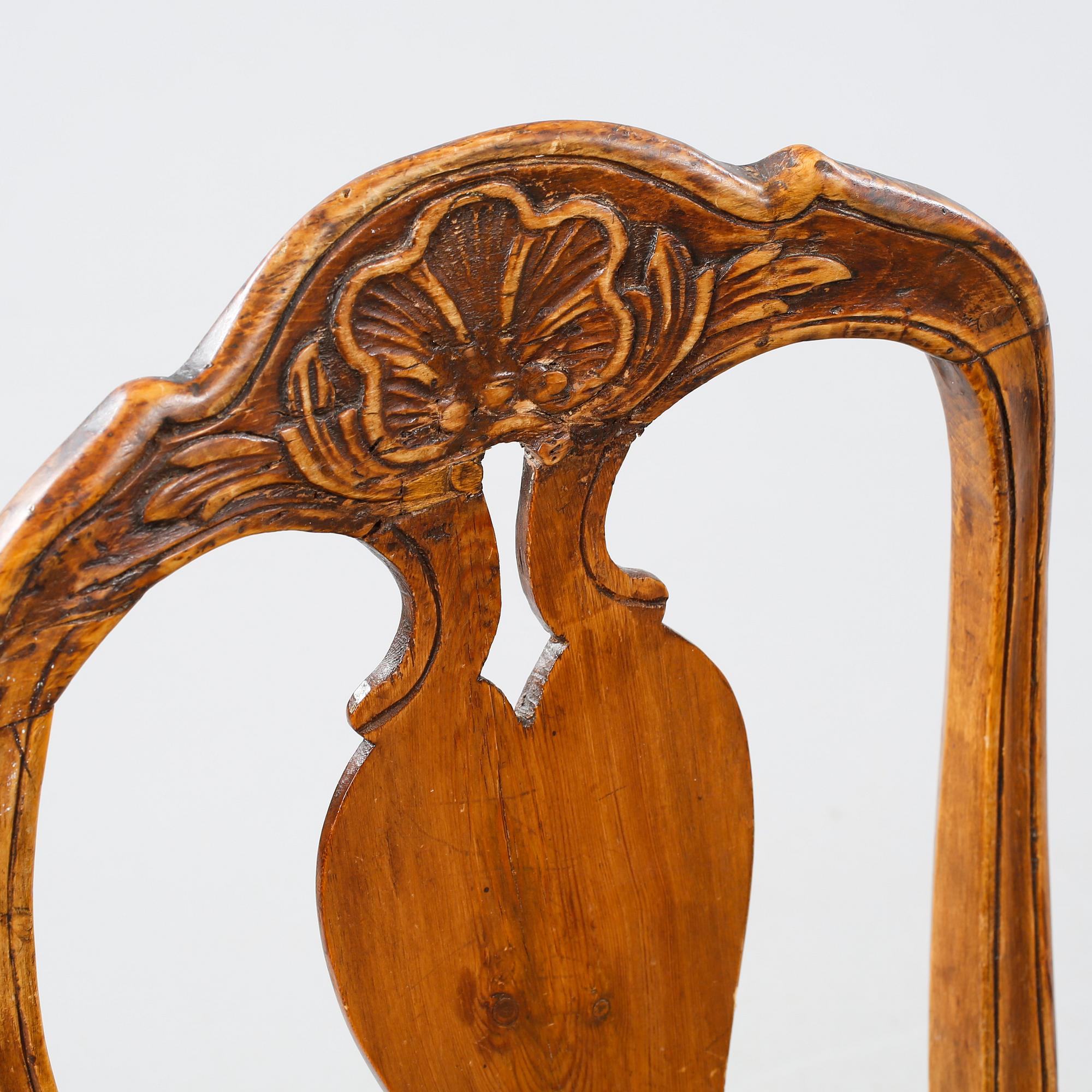 Five 18th century chairs.