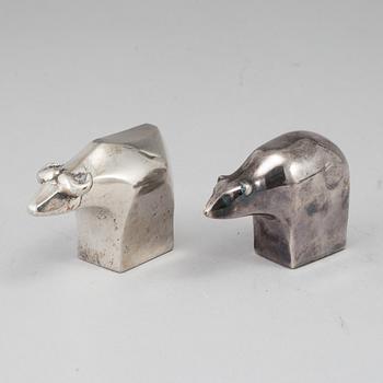 GUNNAR CYRÉN, figuriner, 2 st. Silverpläterad zink. Dansk Designs, Japan.