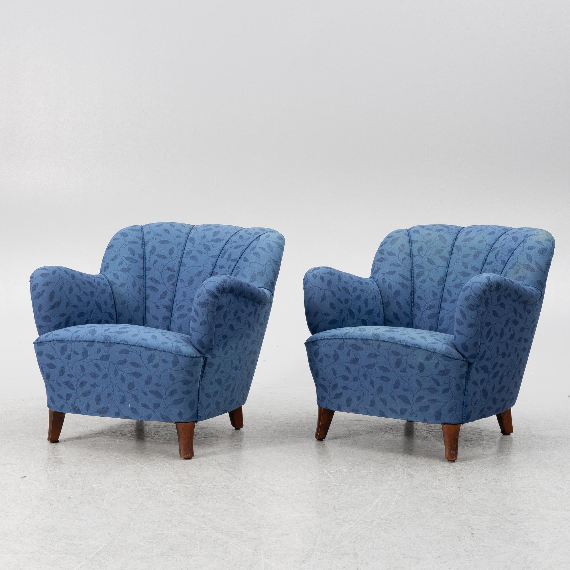 Fåtöljer, ett par, 1900-talets första hälft.