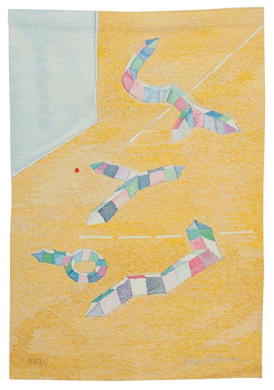 Hans Fredholm, TAPESTRY. "Prismatisk Konfiguration". Tapestry weave. 137,5 x 94 cm. Signed HAV EU Hans Fredholm.