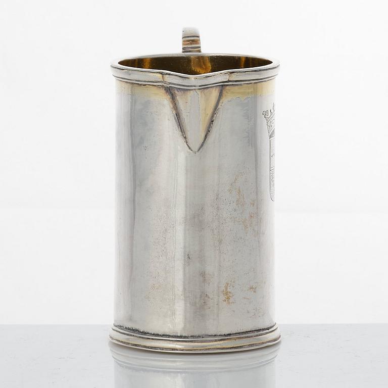 A Swedish 18th century parcel-gilt silver jug, mark of Petter Lund 1727.