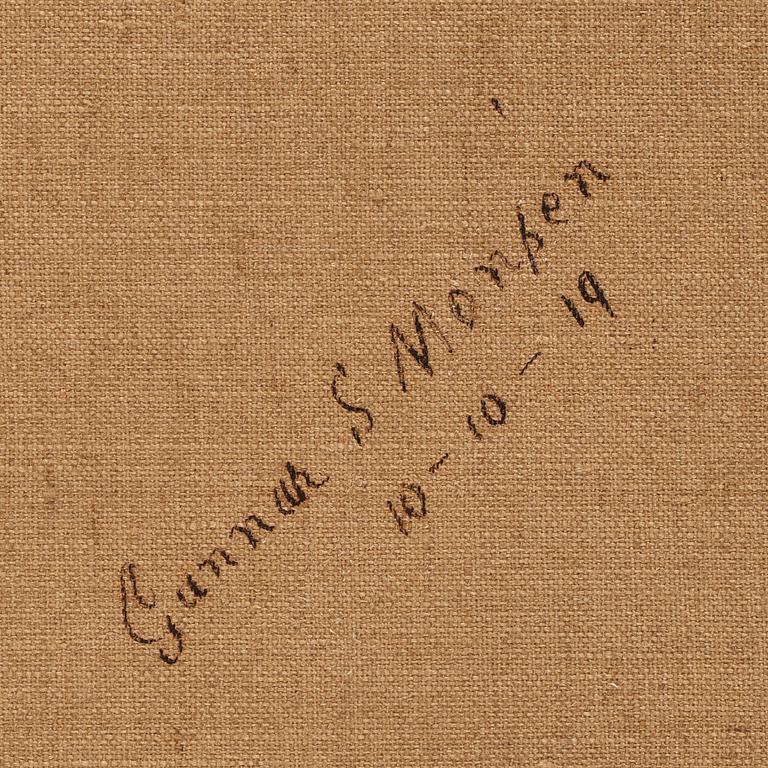 Johan Krouthén, Sommarlandskap med stuga, sjö och kor.