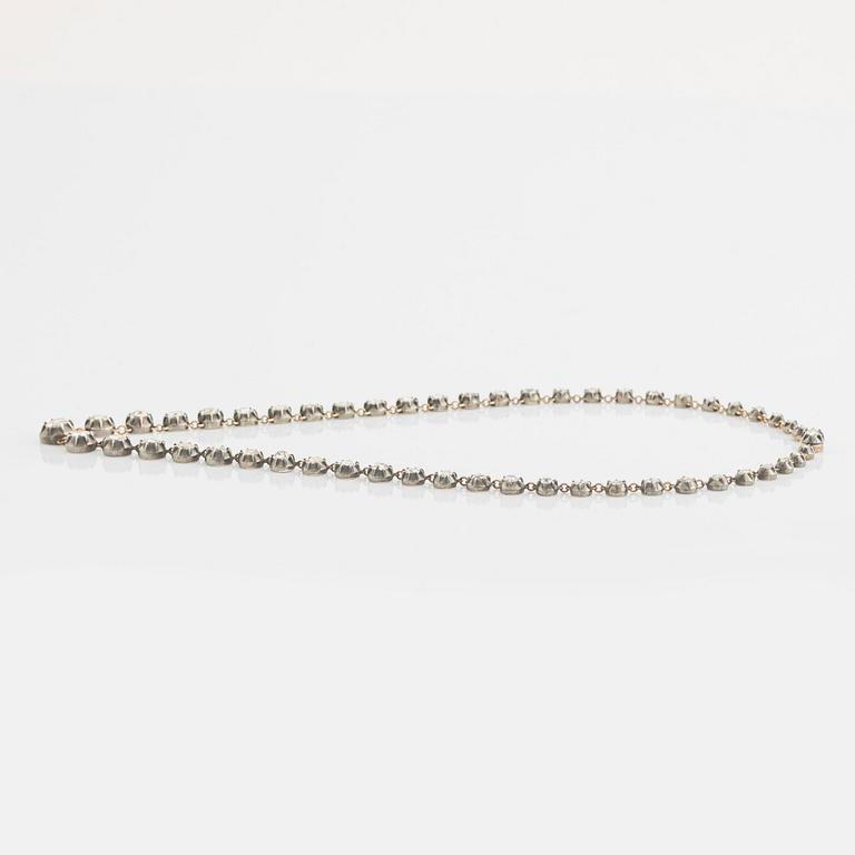 Collier silver och guld med gammalslipade diamanter, 1800-tal.