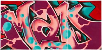 464. Richard Seen, Three parts. One signed Seen and dated 2008 verso. Spray-colour on canvas, each 91 x 61 cm.