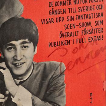 The Beatles, signed concert tour poster, Sweden, 1963.