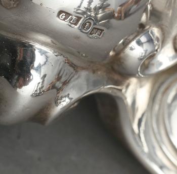LJUSSTAKAR, 2 par, nysilver, barockstil, bl.a GAB, Stockholm, 1900-tal.