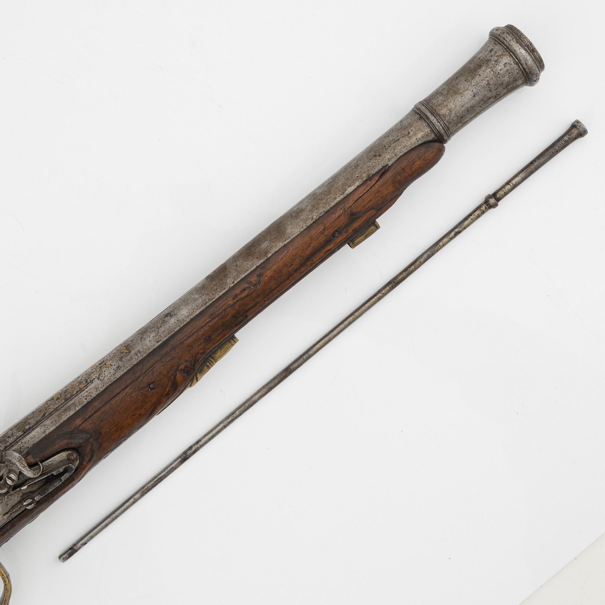 Pistoltrombon med flintlås, 1800-tal.