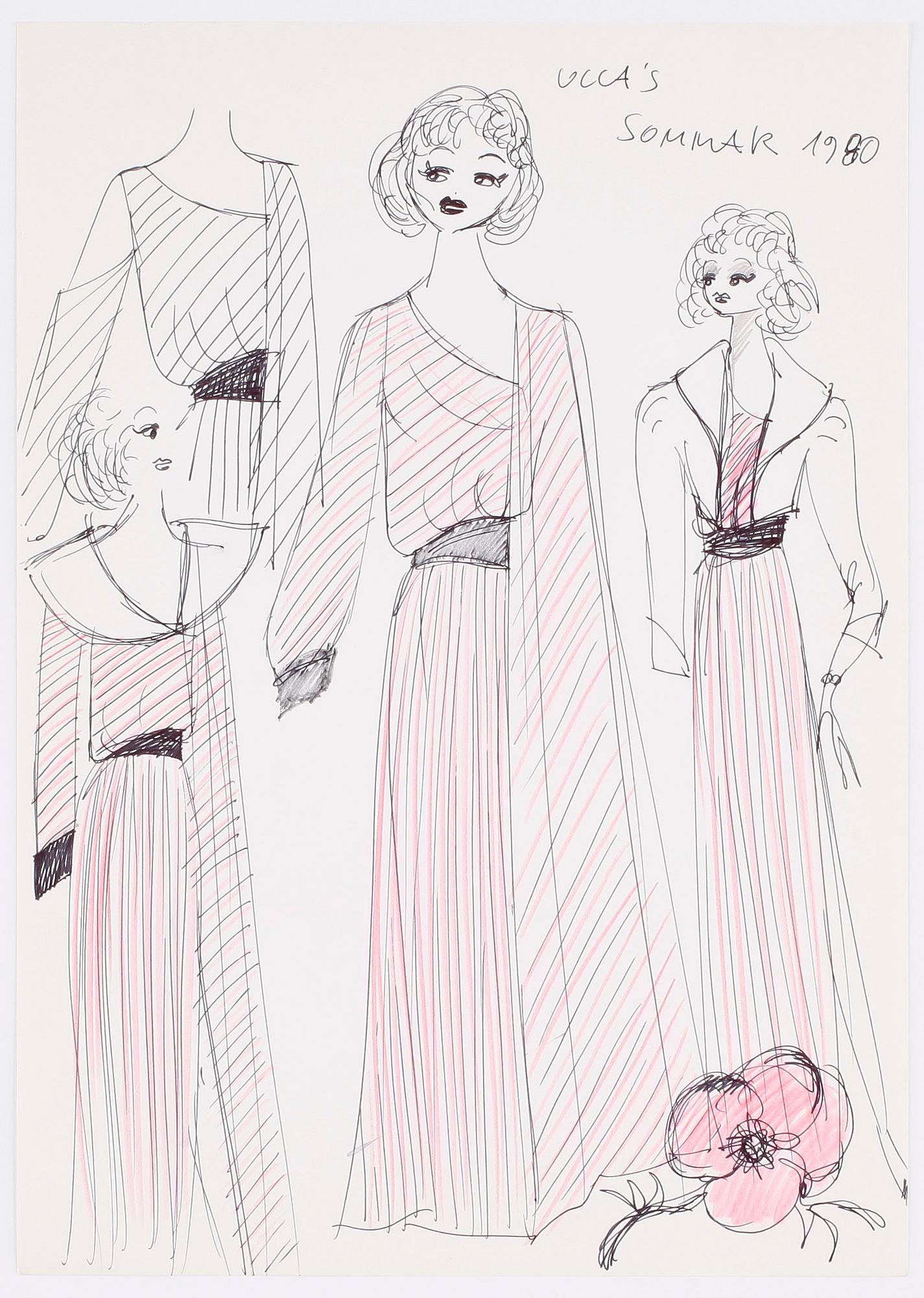 MAX GOLDSTEIN, kostymteckningar, 9 st, flertalet sign o dat 1980.