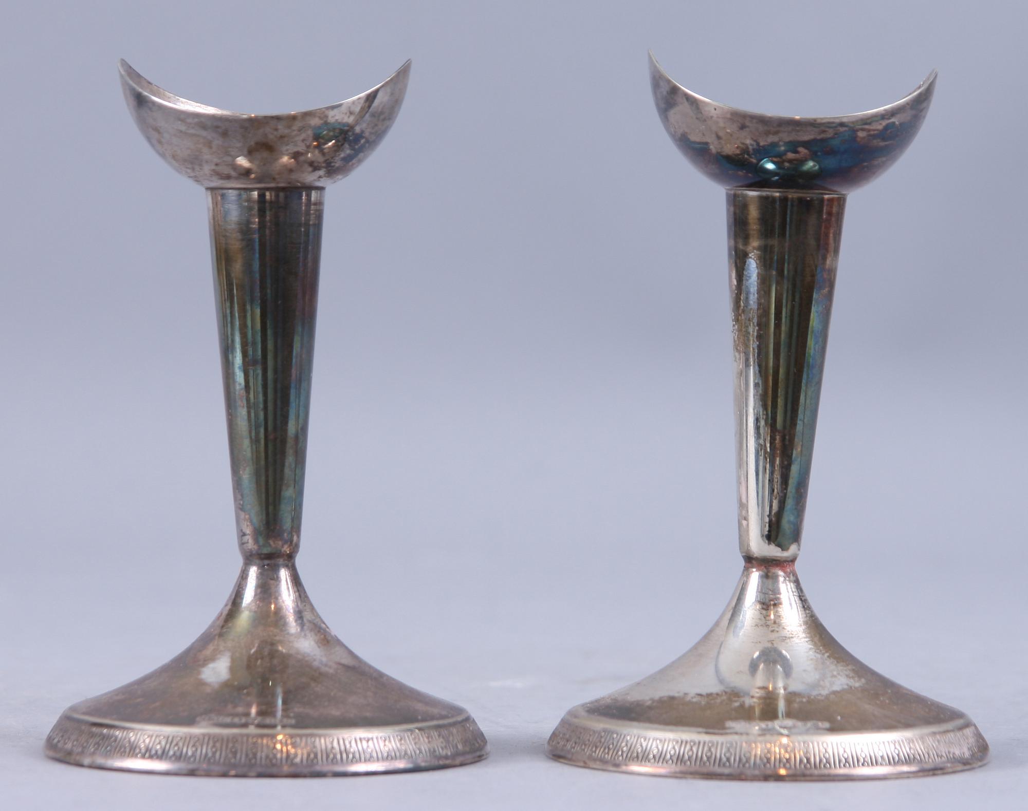 LJUSSTAKAR, ett par, silver, GAB, Stockholm, 1963.