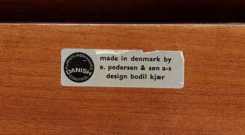 A Bodil Kjaer palisander desk on a chrome plated base, Hedensten Møbelfabrik/ E Pedersen, Denmark 1960's.