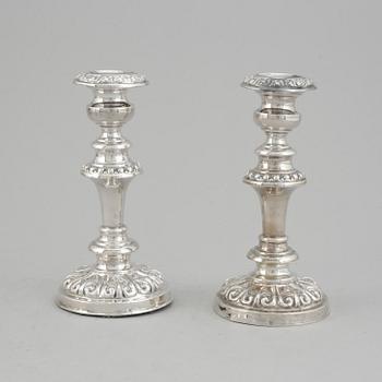Carl Nyström, a pair of silver candlesticks, Stockholm 1843.