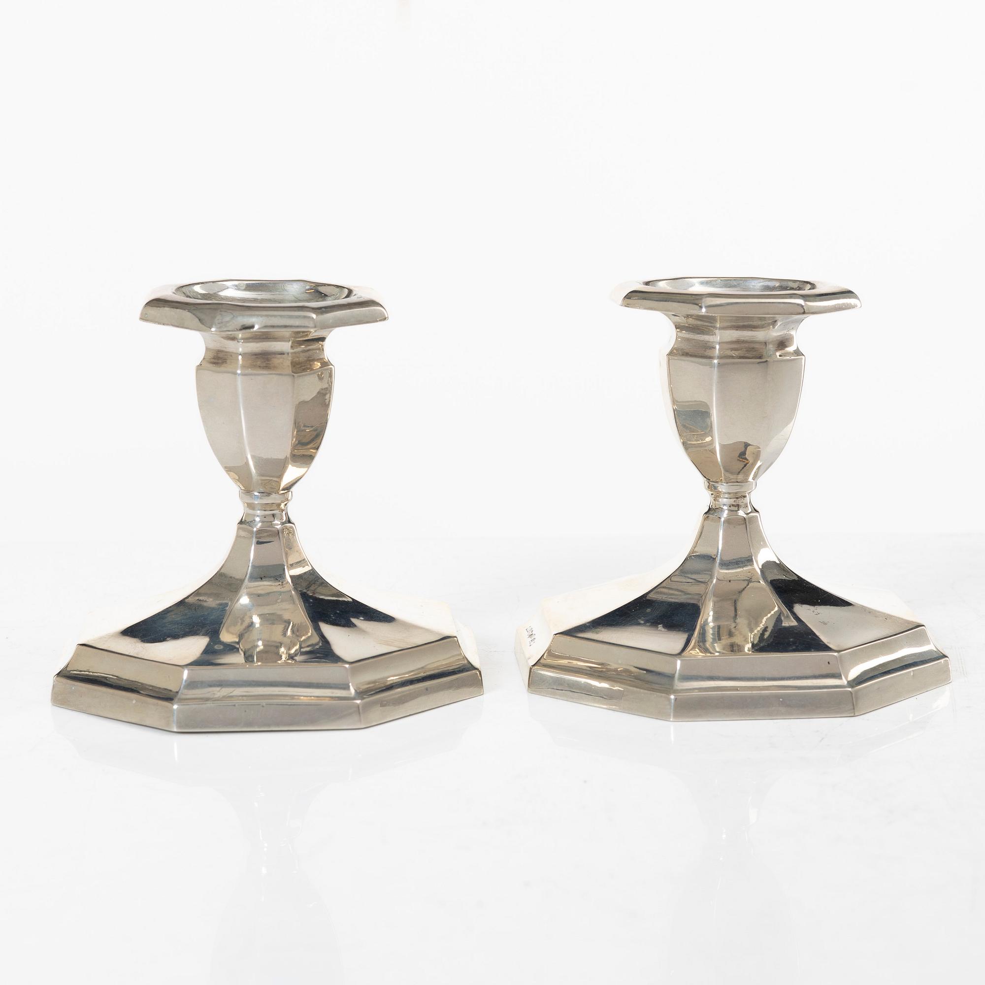 A pair of silver candelsticks, GAB, 1928.