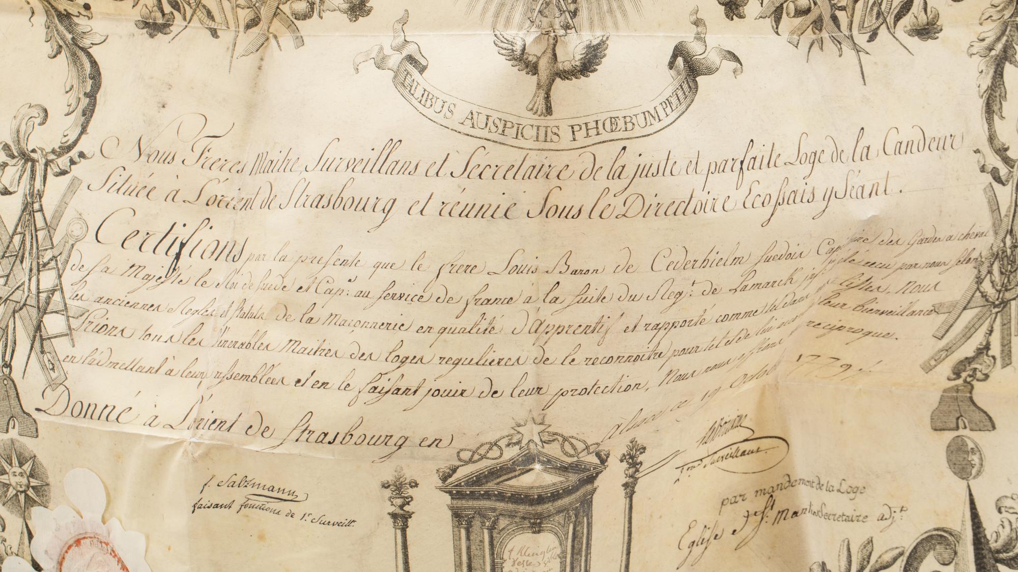 DOKUMENT, Frimurarorden, 1700-tal.