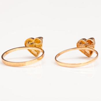 BJÖRN WECKSTRÖM, SORMUKSIA, 2 kpl, 14K kultaa, Lapponia 1976 ja 1984.