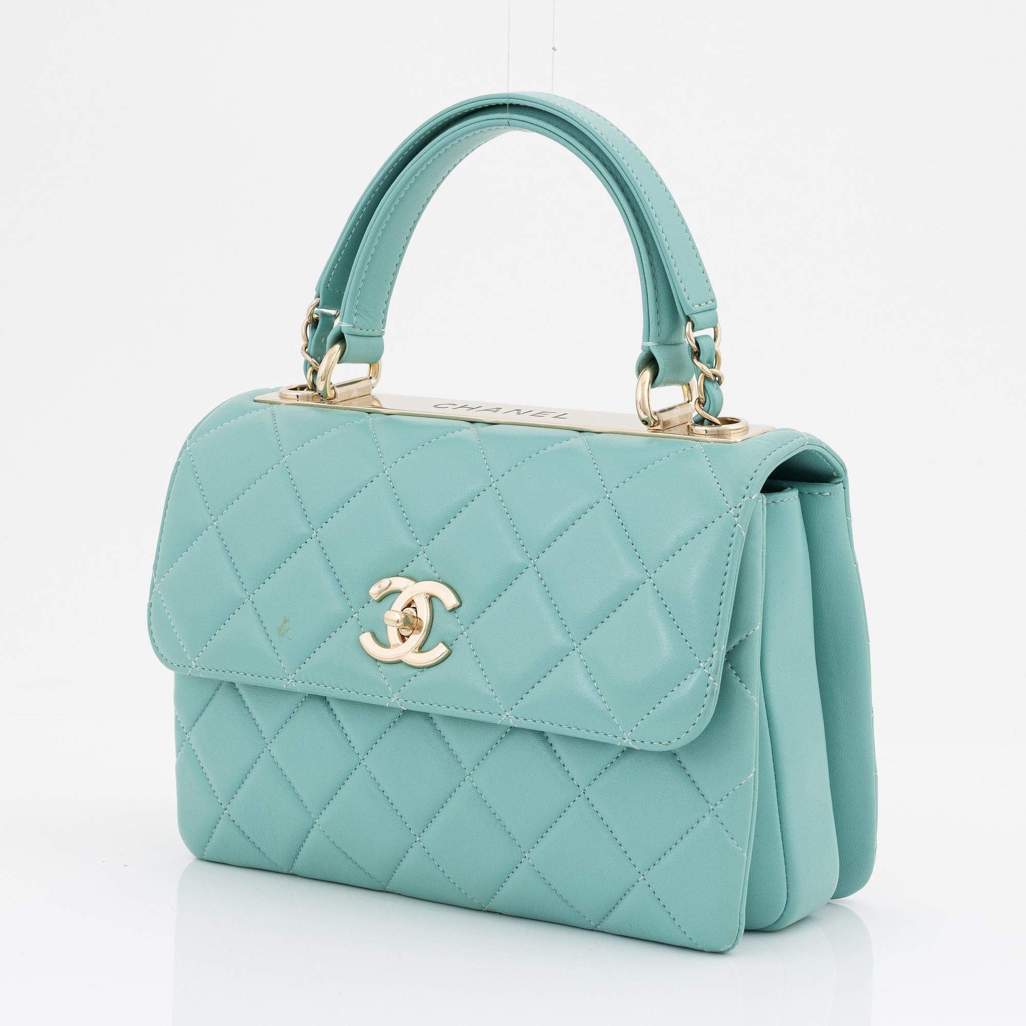Chanel, a mint green 'Trendy CC' top handle flap bag,2020.