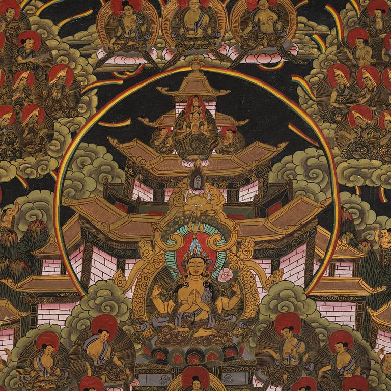 A Tibetan thangka, 20th century.