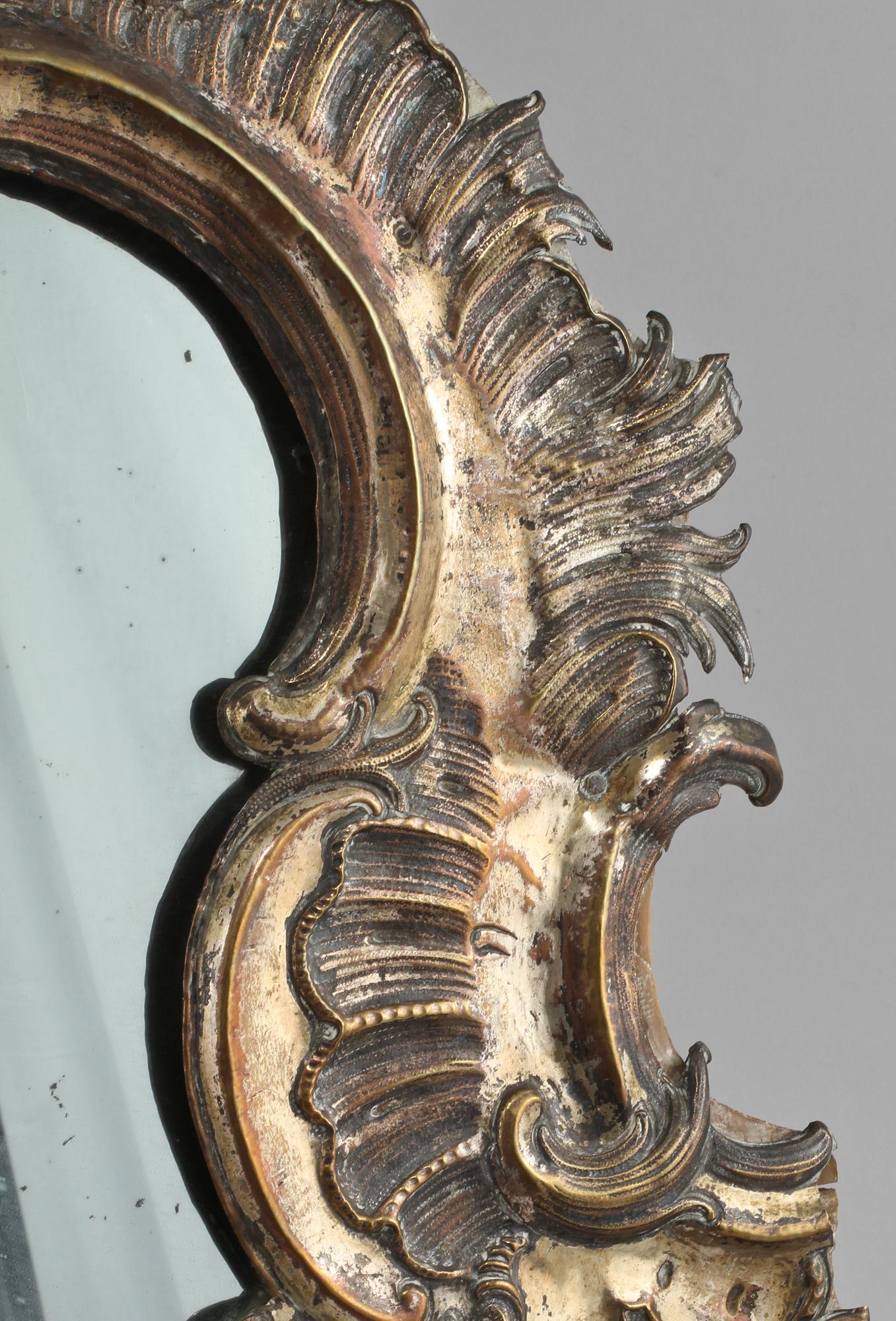 SPEGEL, försilvrad plåt, rokoko, 1700-tal.