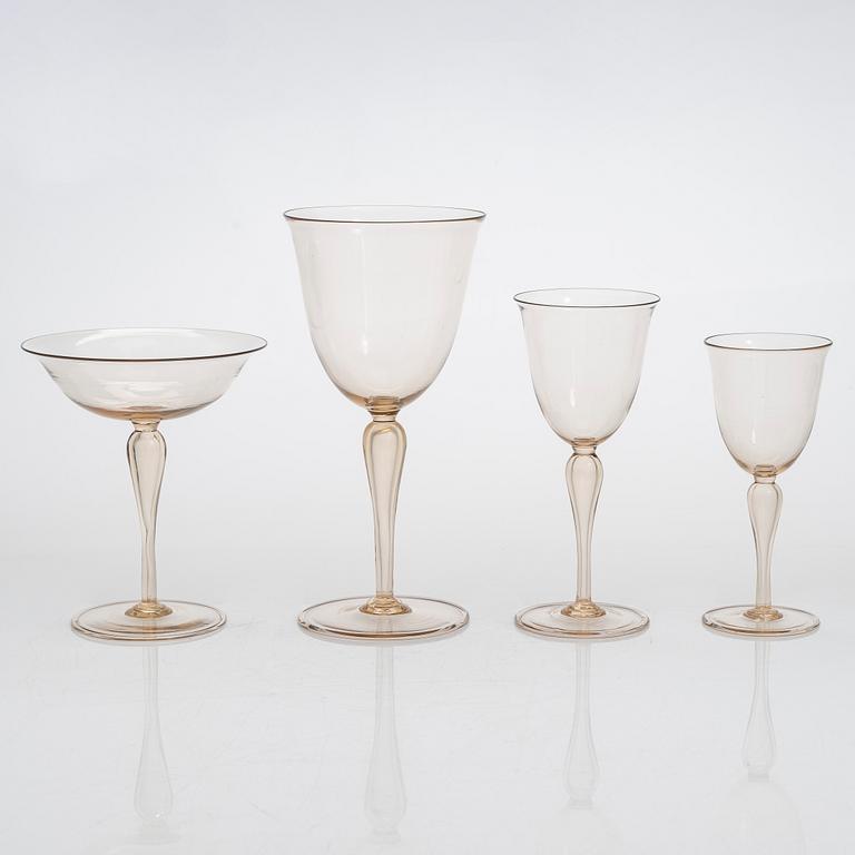 Vittorio Zecchin, a 90-piece 158 CV glassware set for Venini Cappellin and MVM Cappellin,  Murano 1920s. Partly signed.