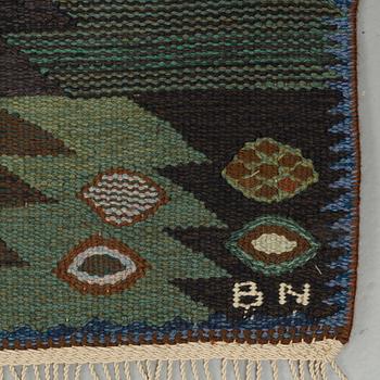 Barbro Nilsson, A CARPET, "Tånga brun och grön", flat weave, ca 228 x 169,5 cm, signed AB MMF BN.