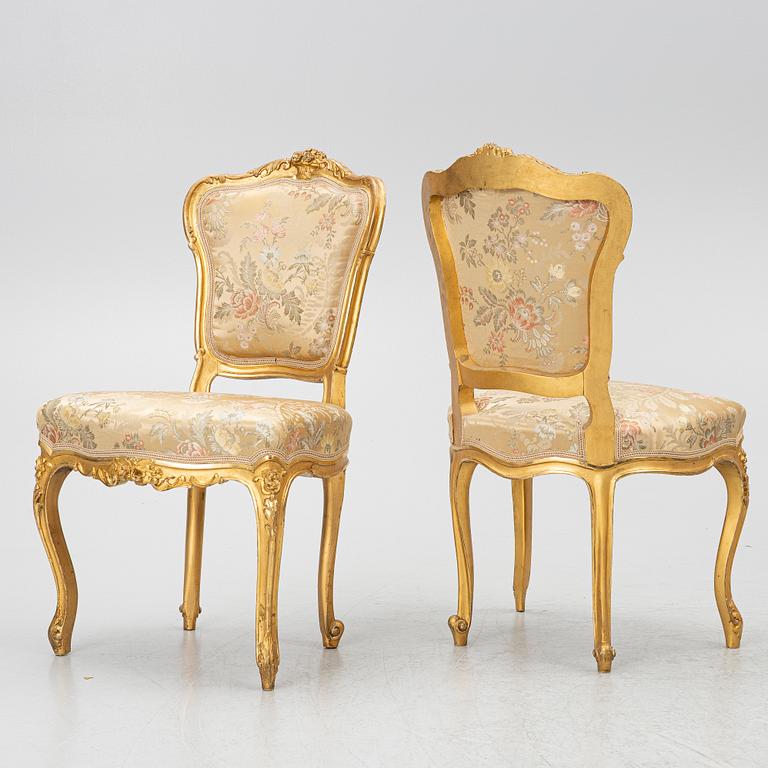 Stolar, 4 st,Louis XV-stil, omkring år 1900.