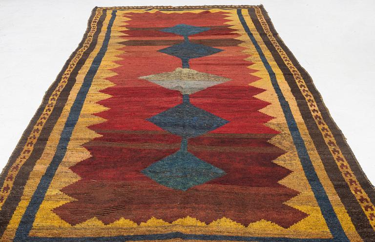 An antique, Farādonbeh 'Khersak' carpet, Chahar Mahal and Bakhtiari area, c 384 x 158 cm.