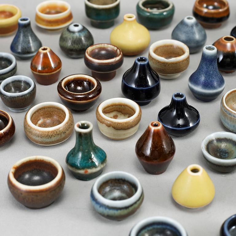 RÖRSTRAND, a set of 52 stoneware mini miniature vases and bowls.