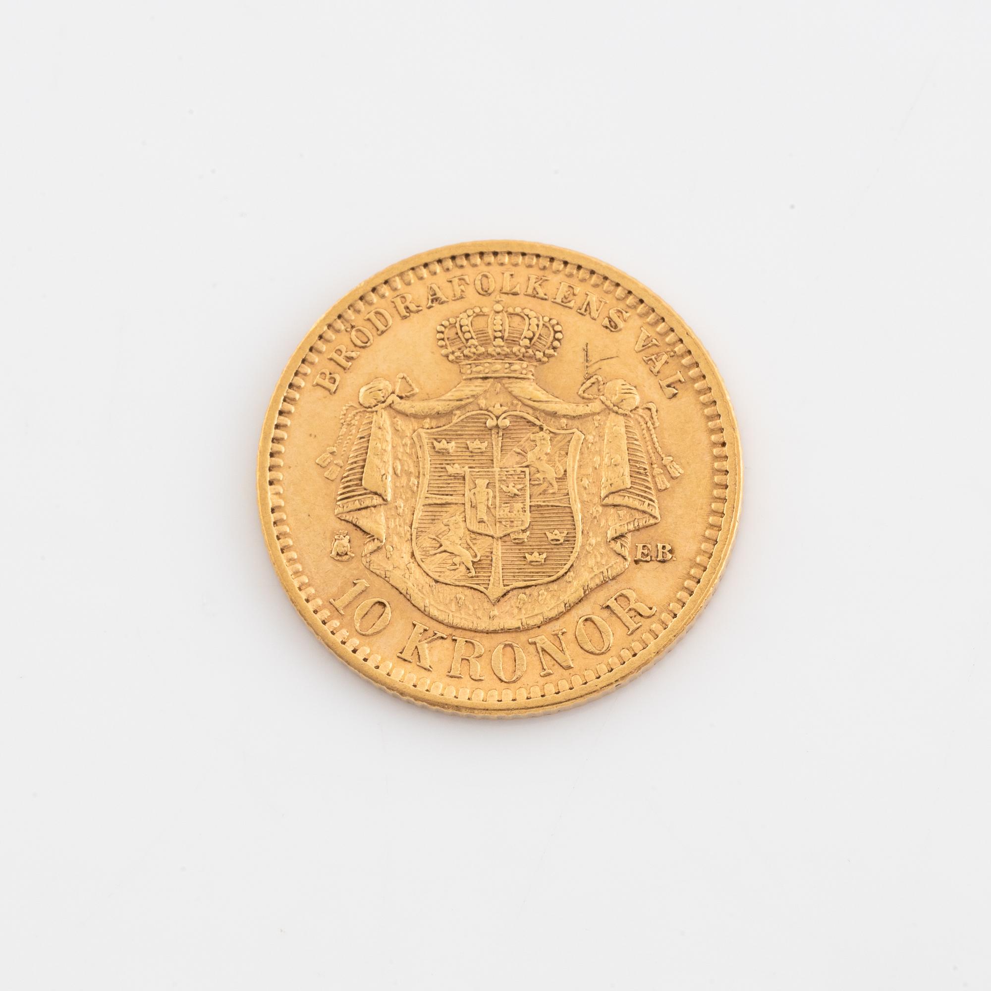 Oscar II, guldmynt, 10 kronor, 1901.
