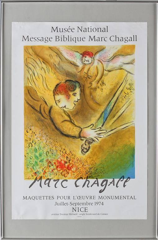 MARC CHAGALL, efter, utsällningsaffisch, Mourlot, Paris, 1900-talets andra hälft.