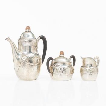 Evald Nielsen, Coffee service, 3 pieces, silver, Denmark 1920.