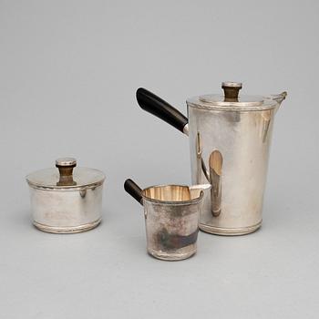 KAFFESERVIS, 3 del, silver, Grun & Co Ab Hugo, Stockholm 1946. Vikt ca 674 g.