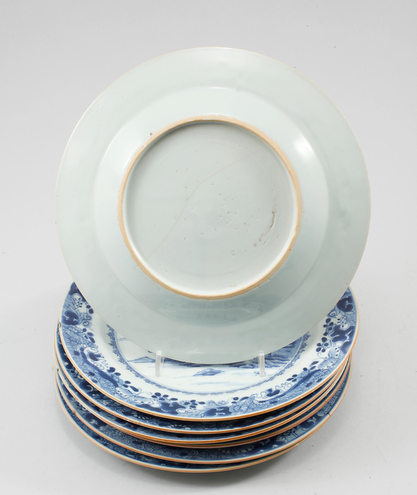 TALLRIKAR, 7 st, porslin, Kina, 1700-tal.