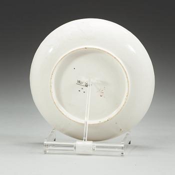 A Swedish Marieberg Armorial soft paste dish, dated 1781.