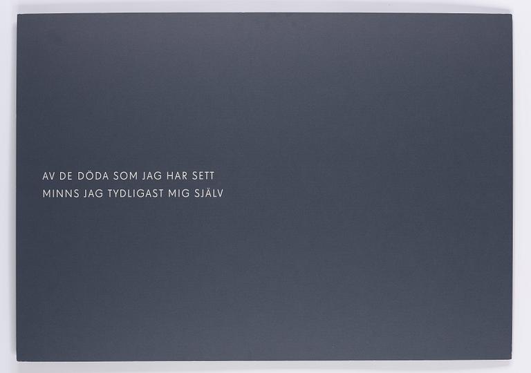 Affisch, Lars Norén, "Fragment", formgiven av Nina Ulmaja, för Stockholm Literature, Moderna Museet, 2013.