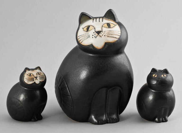 FIGURIN, 3 st, stengods, Lisa Larson, Gustavsberg.