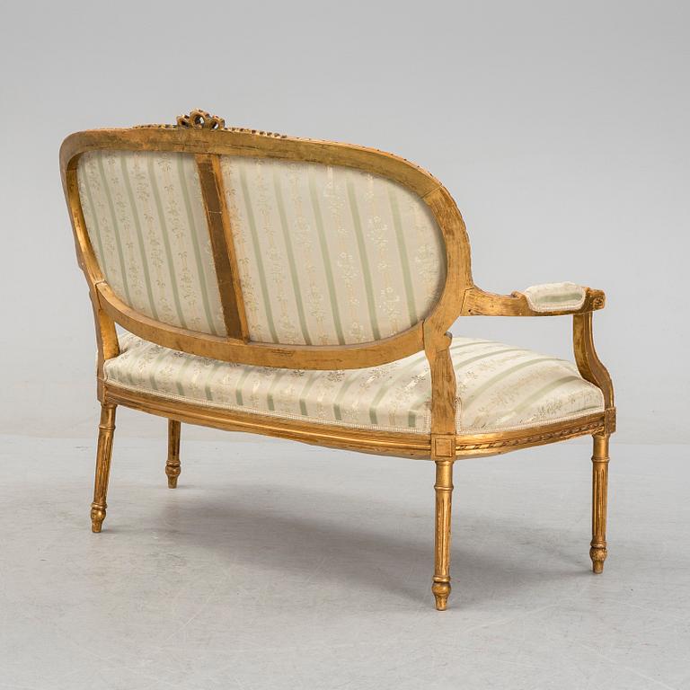 Soffa samt stolar, gustaviansk stil 1800-talets slut.