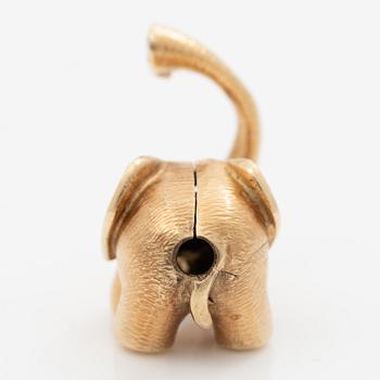 Ole Lynggaard lås/hänge i form av en elefant 14K guld med en rund briljantslipad diamant.