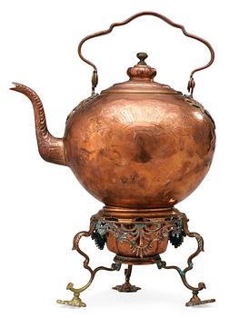 604. A Rococo 18th century copper water heater pot.