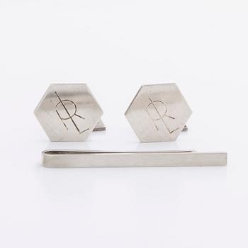 WIWEN NILSSON, a pair of cufflinks and a tiepin, silver, Lund, 1968 och 1971. Total weight ca 23,5 gram.