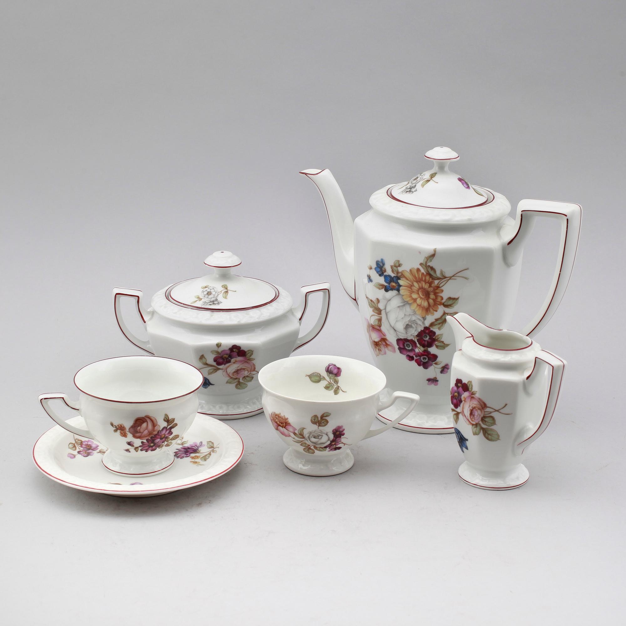 KAFFESERVIS, 16 snarlika delar, porslin, "Maria", Rosenthal.